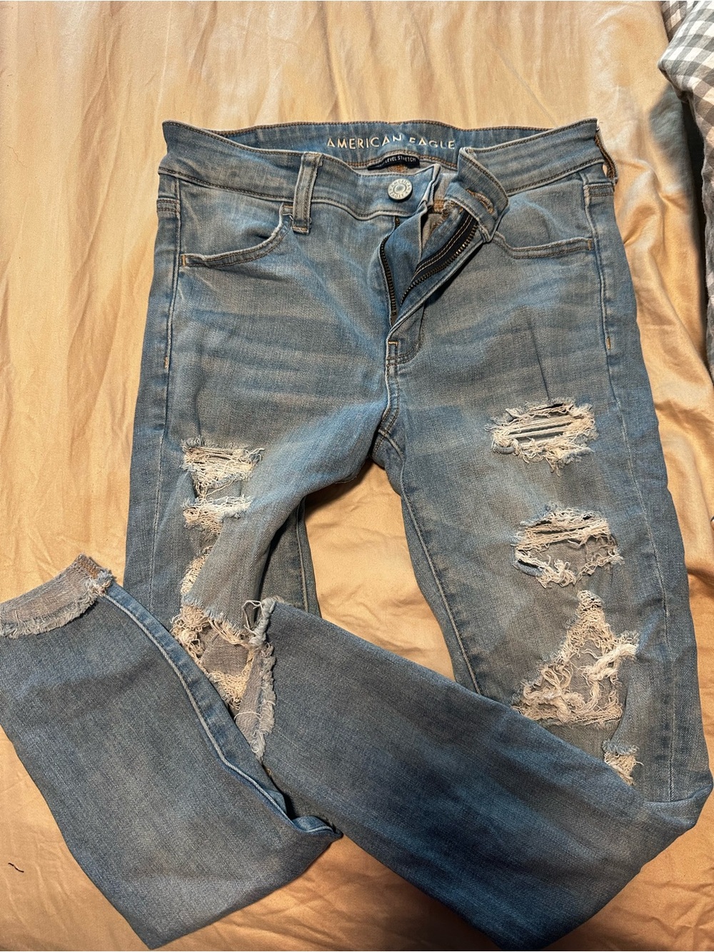 American Eagle Outfitters Light Blue Distressed Skinny Jeans
